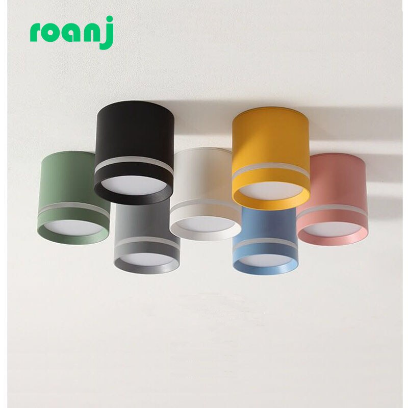 LED downlight surface mounted dimming 7W9W12W15W Nordic fashion colorful spotlight ceiling light living room bedroom AC110V220V