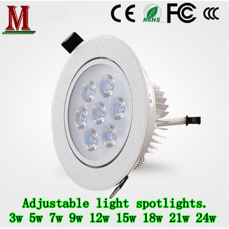 LED high-power downlight 3w5w7w9w12w15w18w21w24w dimmable spotlight ac85-265v