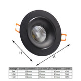 LEDIARY 85-265V 5W/10W/15W LED COB Downlight Black  Aluminum Housing High Lumen Recessed Dimmable 75mm 95mm Hole Spot Lamp