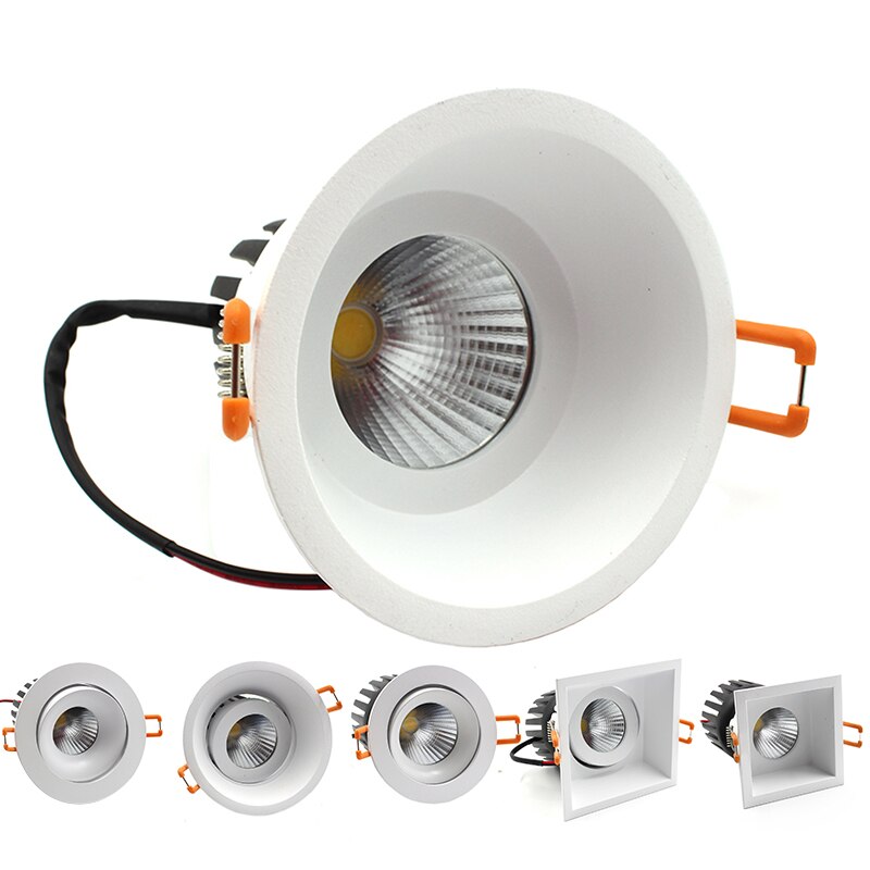 LEDIARY 85-265V LED COB Downlight High Lumen Aluminum Housing Recessed Dimmable 75mm 95mm Hole Spot Lamp 5W/10W/15W Light Source