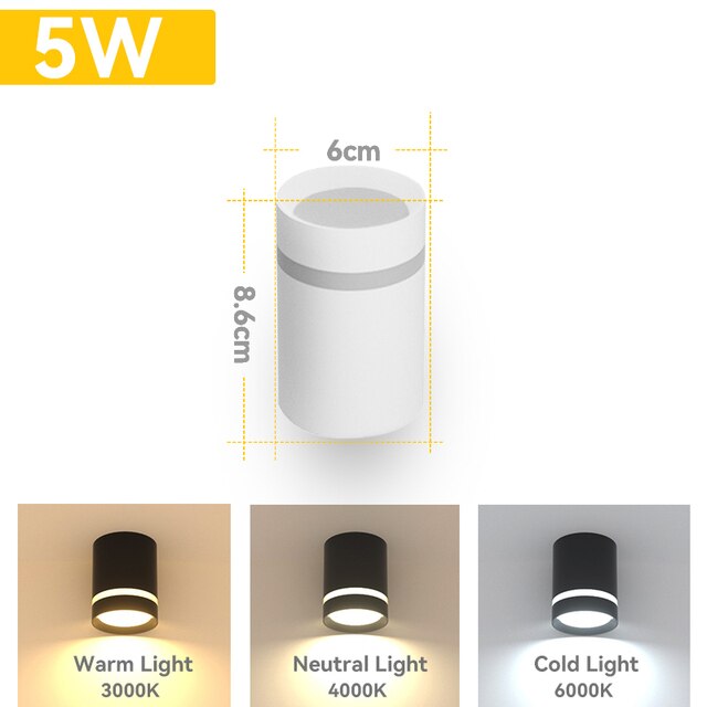 Led Downlights 220V Led Spot Light 5W 10W 15W Downlight Indoor Lighting Surface Mounted Spotlight For Living Room Kitchen Store