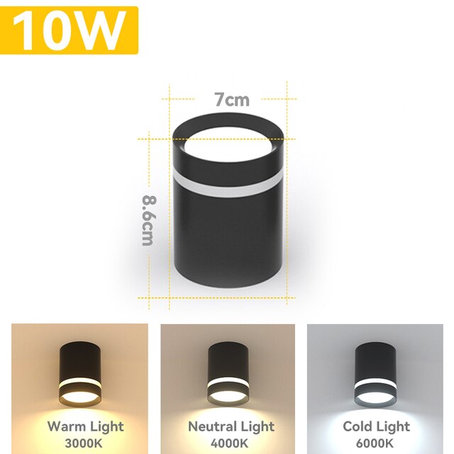 Led Downlights 220V Led Spot Light 5W 10W 15W Downlight Indoor Lighting Surface Mounted Spotlight For Living Room Kitchen Store