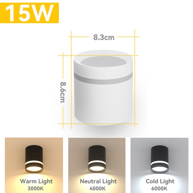 Led Downlights 220V Led Spot Light 5W 10W 15W Downlight Indoor Lighting Surface Mounted Spotlight For Living Room Kitchen Store