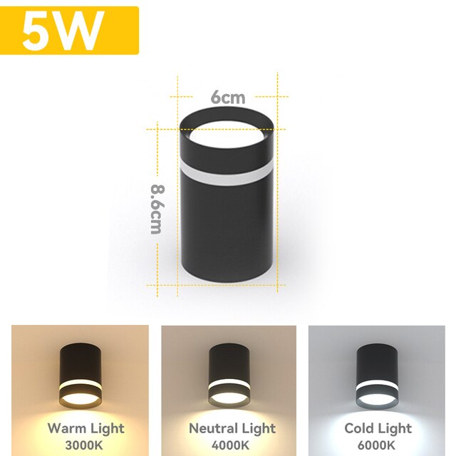 Led Downlights 220V Led Spot Light 5W 10W 15W Downlight Indoor Lighting Surface Mounted Spotlight For Living Room Kitchen Store