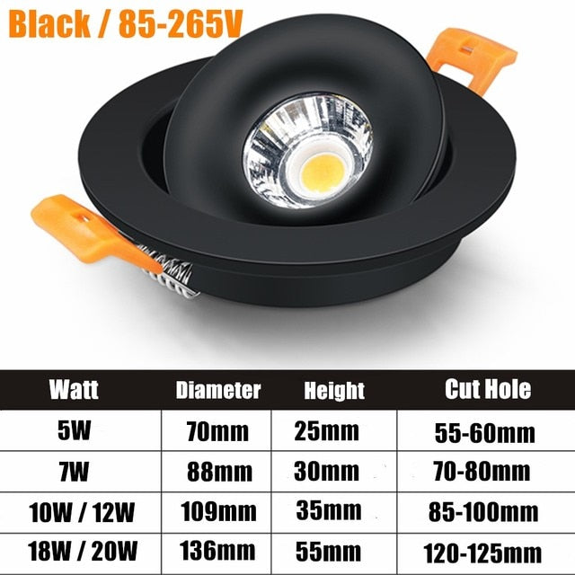 Led Downlights Led Spot Light Lamp 5w 7w 10w 12w 18w led Downlight Ceiling Spot Led Lighting Fixture for Home Kitchen Lamp