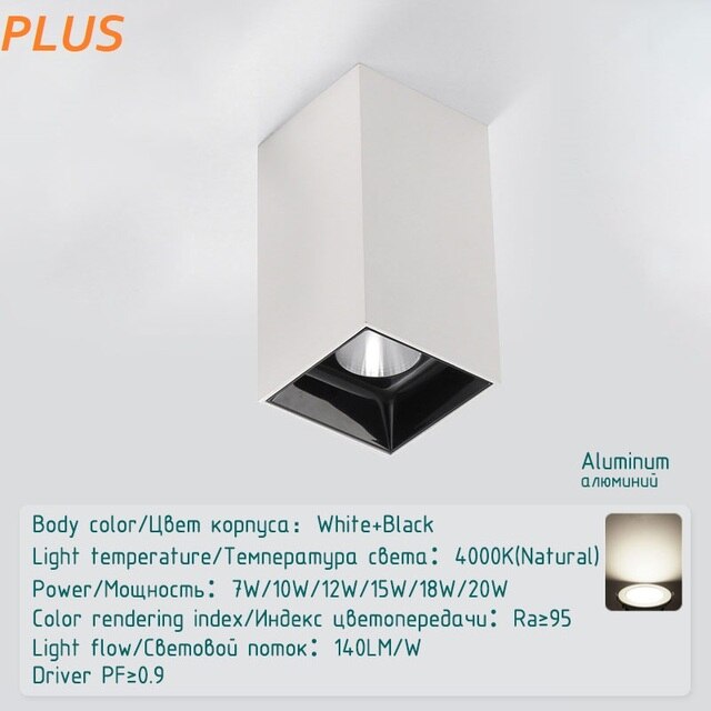 Led Surface Mounted Ceiling Downlight bedroom modern led ceiling light fixture black white cylinder Spot light for Living Room
