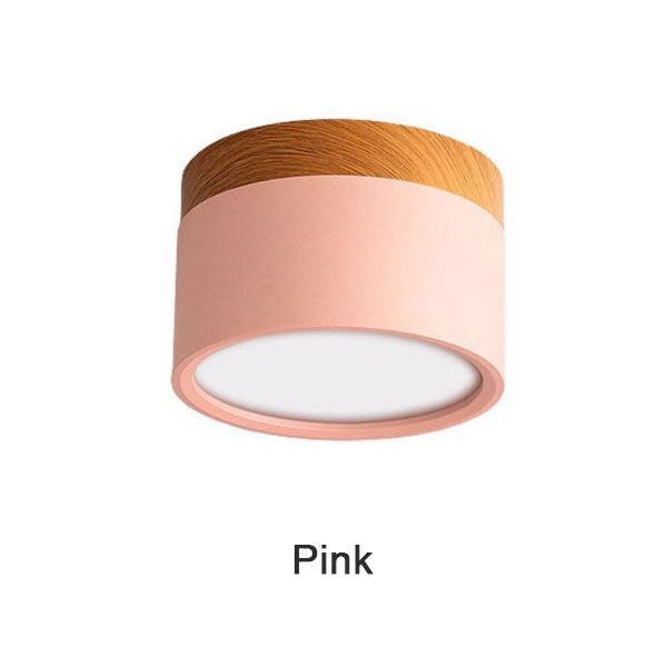 Macaron LED Downlight Dimmable 5W 7W 9W12W 15W Surface Mounted Ceiling Light Interior Decoration Nordic Wood Modern Spotlight