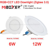MiBoxer Zigbee 3.0 6W FUT068Z 12W FUT066Z RGB+CCT LED Downlight AC110 220V Ceiling Light Zigbee 3.0 Remote/APP/Voice Control