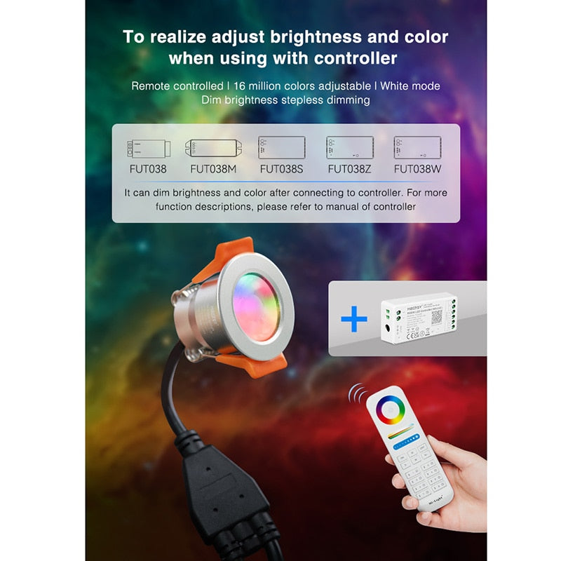 Miboxer 3W Single Color/CCT/RGB/RGBW mini LED Spotlight 12V Waterproof IP66 LED Downlight Dimmable 2.4G Remote Control