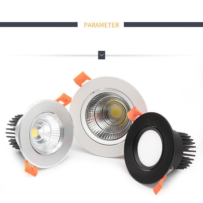 New LED Spotlight Ceiling Light Embedded LED COB Downlight Dimmable 220V 110V Warm/Pure/Cool White Round LED Spotlight