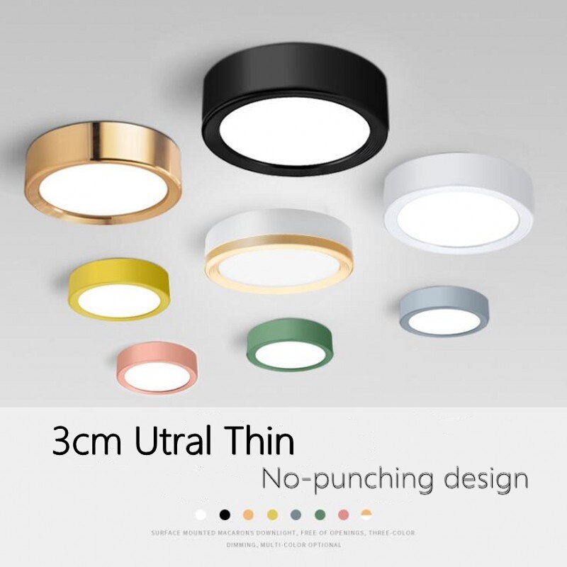 New ltra-thin led downlight 7 Colors 3W 5W 7W 9W 12W 15W Surface Mounted AC220V LED spot lighting Led ceiling lamp Home Decor