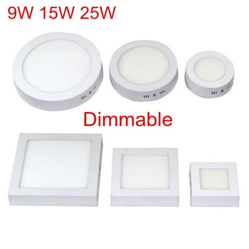 Not Cut 9W/15W/25W Round/Square Led Panel Light Surface Downlight lighting Led ceiling Spot Light AC 110-240V +Dimmable Driver