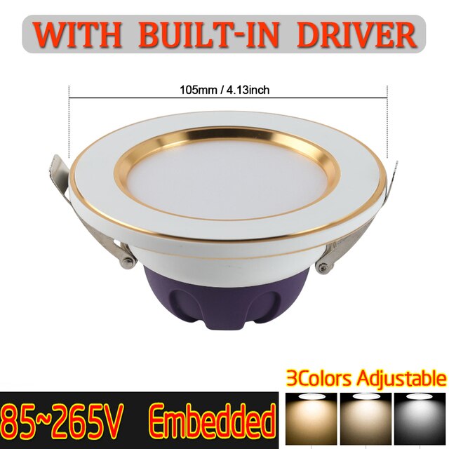 Pocketman 7W 85-220V LED Downlight Warm white-neutral white-white 3-color Dimmable Living Room Ceiling Light Recessed Downlight