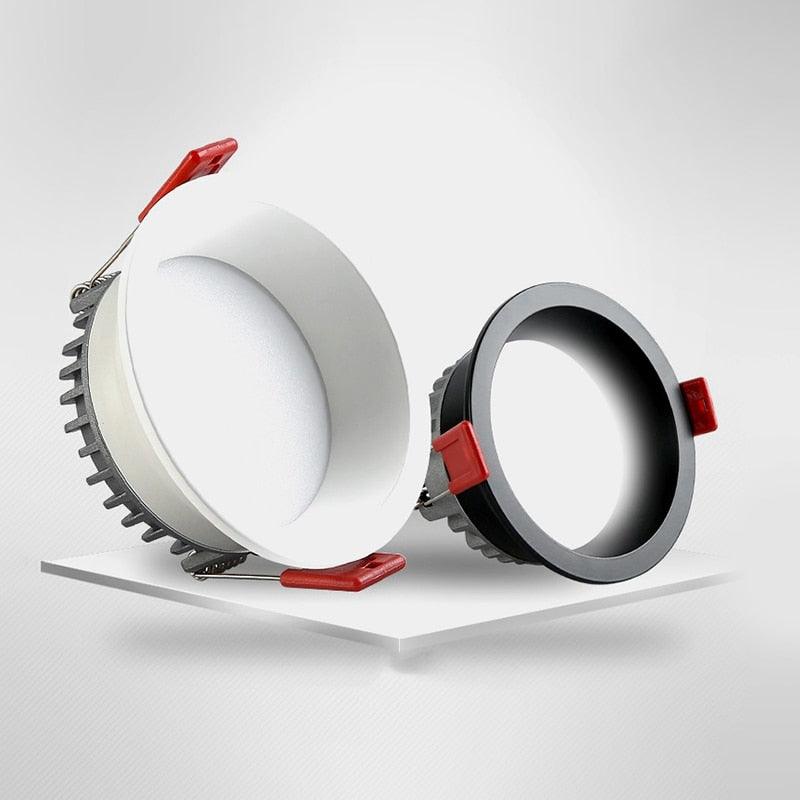 Recessed Anti Glare Dimmable LED Downlights 9W/12W/15W/18W LED Ceiling Spot Lights AC110~240V Background Lamps Indoor Lighting