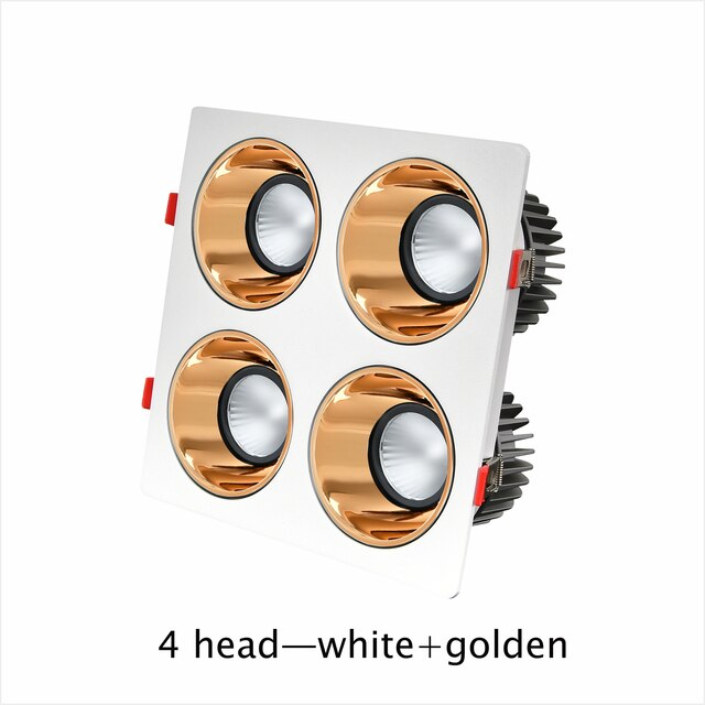 Recessed Downlight Dimmable Led Spotlight Square 4 head Led Ceiling Light Deep Light Source Anti Glare For Living Room Kitchen