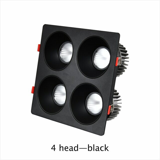 Recessed Downlight Dimmable Led Spotlight Square 4 head Led Ceiling Light Deep Light Source Anti Glare For Living Room Kitchen