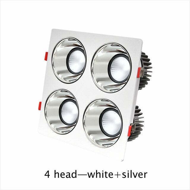 Recessed Downlight Dimmable Led Spotlight Square 4 head Led Ceiling Light Deep Light Source Anti Glare For Living Room Kitchen