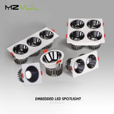 Recessed Led Downlight Dimmable Spot Light Bulb Replaceable No Flicker Led Ceiling Lamp 3 head Square Light Feature For Bedroom