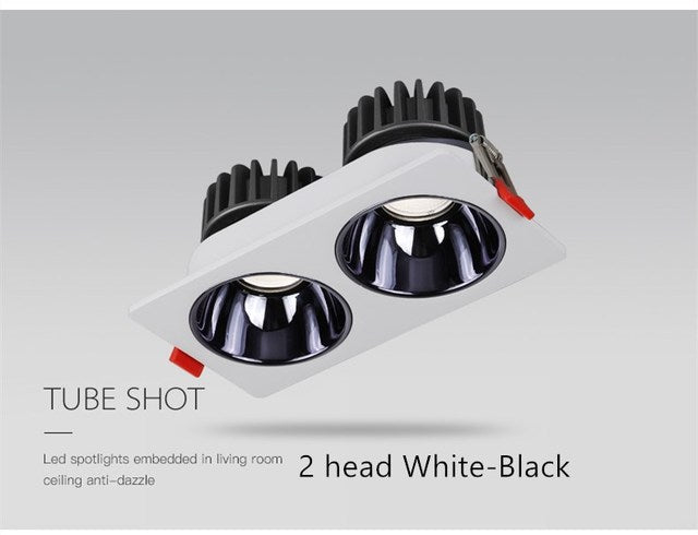 Recessed Led Downlight Dimmable Spot Light Bulb Replaceable No Flicker Led Ceiling Lamp 3 head Square Light Feature For Bedroom