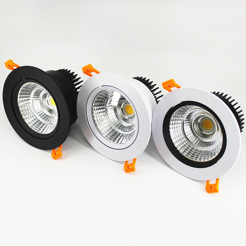 Recessed Round COB LED Downlights 5W7W9W12W LED Ceiling Spot lights AC85~265V LED Ceiling Lamps Warm /Cold White Indoor Lighting