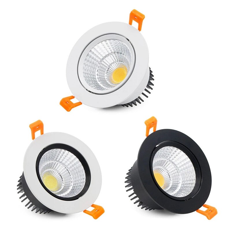 Recessed Round Dimmable LED Downlights 20W 15W 12W 9W 7W 5W COB Ceiling Lamps Spot Lights AC90~260V Indoor Lighting+LED Drive