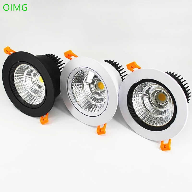 Round Dimmable Recessed LED Downlights 5W 7W 9W 12W 15W 20W COB Ceiling Spot Lights AC90~260V LED Ceiling Lamps Indoor Lighting