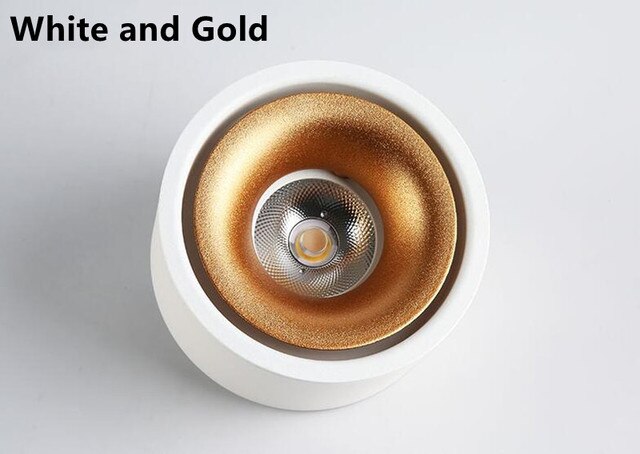 Round Surface Mounted LED Ceiling COB Downlight 9W 12W Dimmable AC 110V 220V Warm Natural Cold White Home Office Lighting