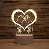 Romantic Love 3D Lamp Heart-shaped Balloon Acrylic LED Night Light Decorative Table Lamp Valentine's Day Sweetheart Wife's Gift