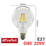 4pcs/lot LED Candle Bulb C35 ST64 Vintage Lamp E14 LED E27 A60 G95 G125 AC220V LED Globe 2W 4W 6W 8W Filament Edison Light Bulbs