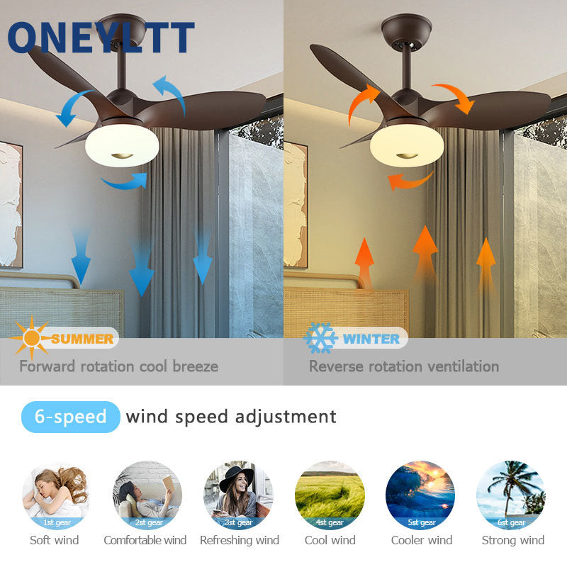 New Nordic bedroom fan light ultra-thin frequency conversion mute restaurant ceiling fan light children&#39;s room bedroom fan lamp