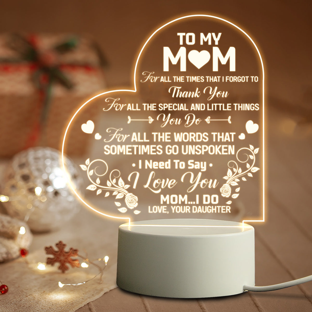 Mom Birthday and Mother Day Novelty Present Bedroom Night Light Decoration Lamp Thanksgiving Gift for Mommy