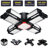 LED Garage Lights with 8 Adjustable Panels E26/E27 Ceiling Shop Work Lamp 150W 15000 Lumen Bulb for Workshop Industrial Lighting