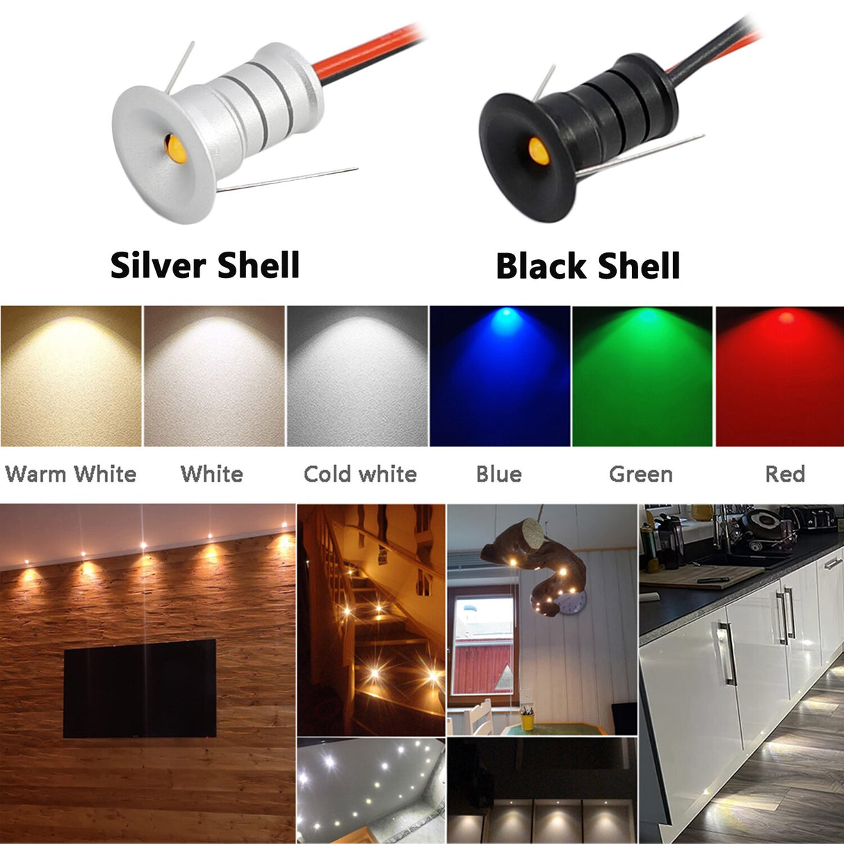 Small Spot Light 0.5W Mini LED Spotlight 12V Dimmable 10mm Cutout Recessed Downlight Ceiling Lamp Showcase Display Lighting
