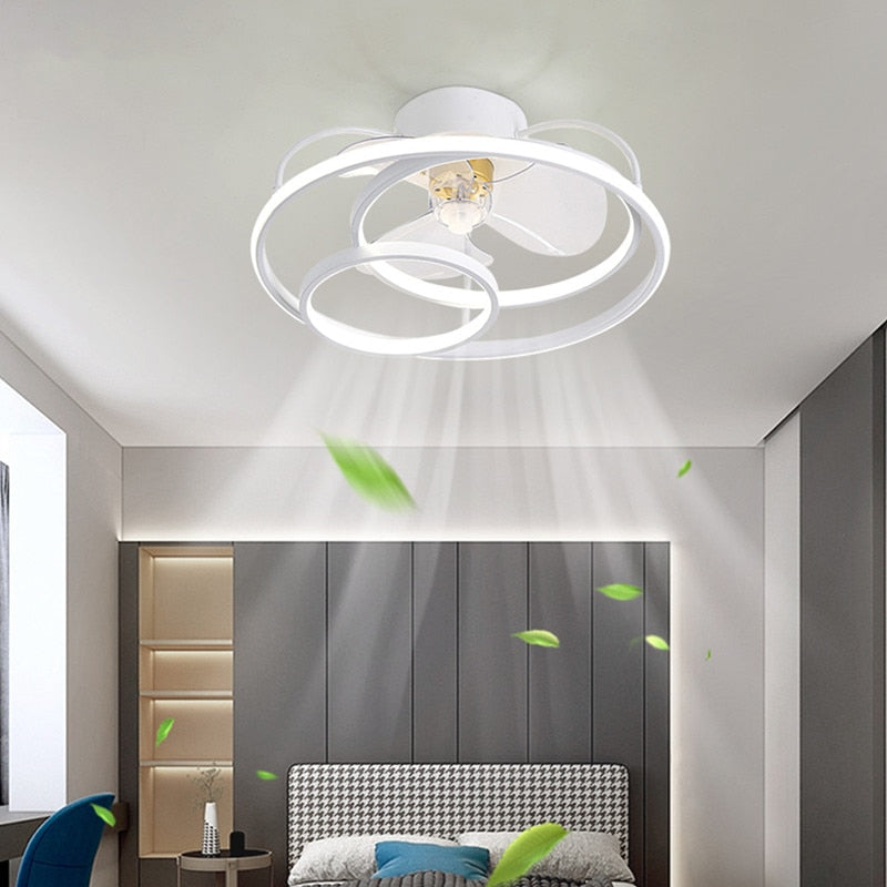 Modern Simple LED Ceiling Fan Lamp With Remote Control Dining Room Bedroom Lamp Silent Ceiling Light Lustre Fixture