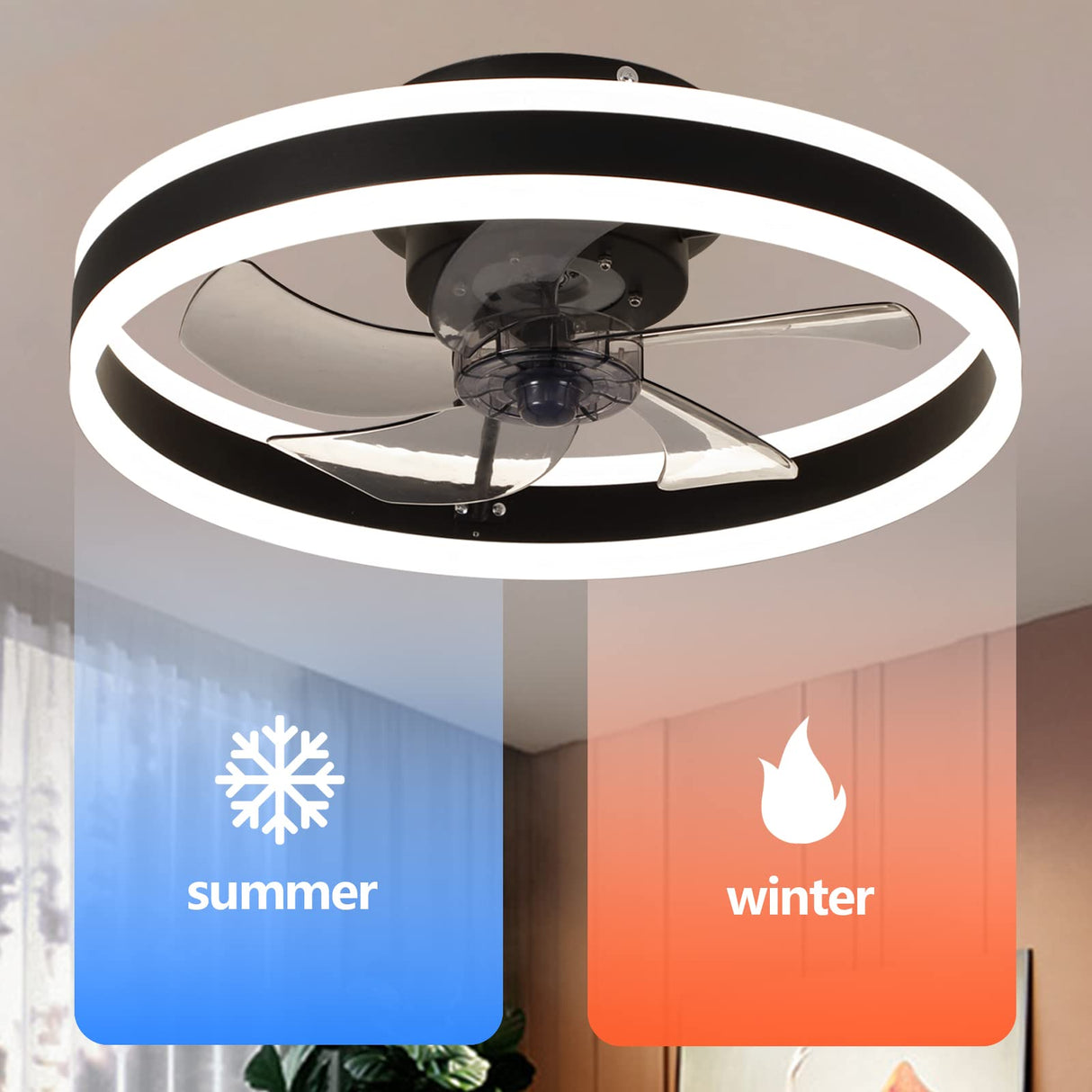 IRALAN Ceiiling Fans with Remote Control Chandeliers Fan with Led Lights Black Lighting Ceiling Lamp Home Decor 3 Color Dimmable