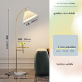 INS Fabric Floor Lamp with Table Nordic Pleated Standing Light for Living Room Sofa Bedroom Study Marble Vertical Desk Lamps