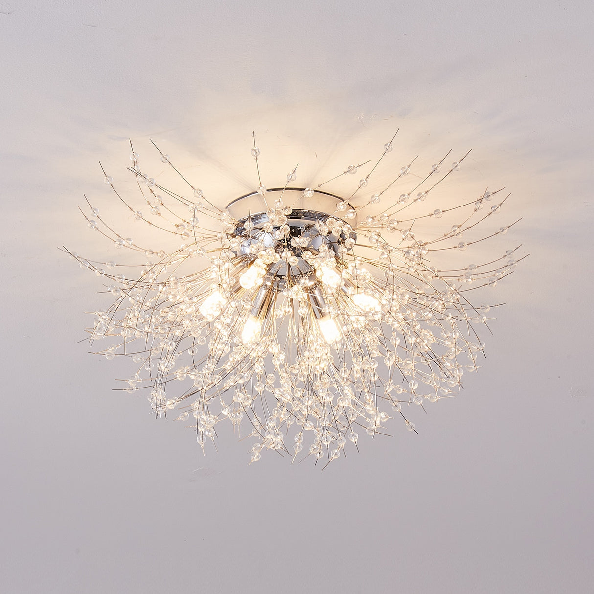 LED Crystal Firework Chandelier Modern Style Ceiling Light Fixtures 6 Light Pendant