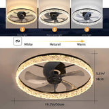 Ceiling Fan Light Remote Acrylic Ceiling Lamps Ceiling Fan with Led Lights Adjustable Wind Speed LED Dimming Crystal Decor