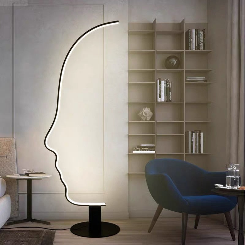 New Modern Fashion Creative Design Human Face Decor Led Floor Lamp Home Bedroom Living Room Indoor Lighting Bedside Lamp Light