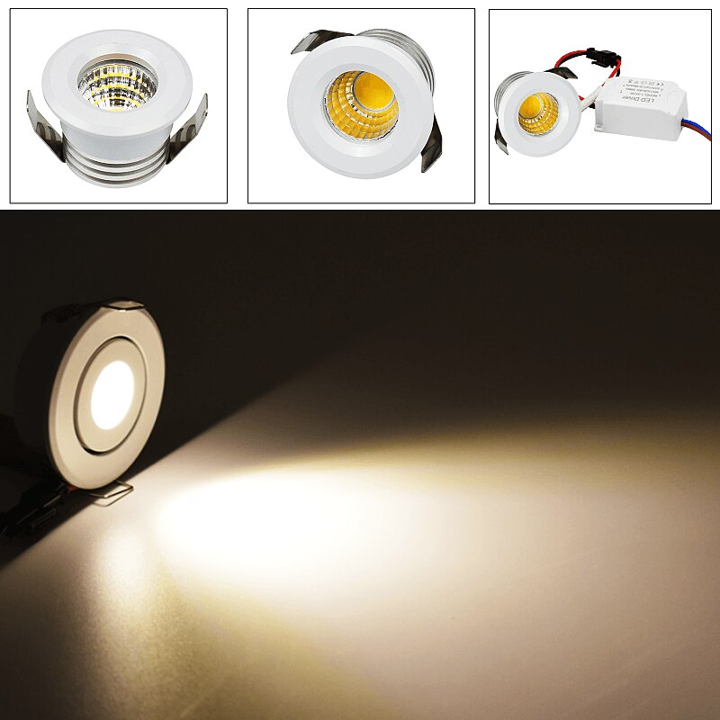 LED Mini Downlight Dimmable Recessed 3W COB Ceiling Light AC85-265V For Ceiling Cabinet Display Loft Decoration