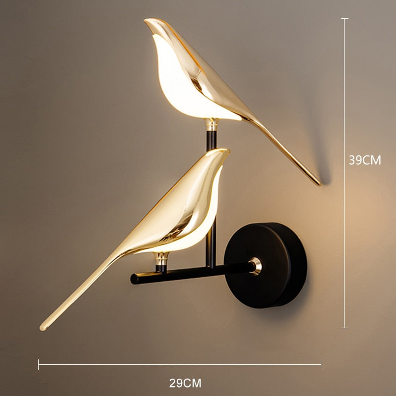 LED Golden Bird Wall Lamp Parlor Bar Bedside Hanging Light Novelty Rotatable Wall Lamp Bedroom Bedside Indoor Sconce