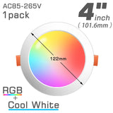 Bluetooth-Compatible Colorful Spot LED Ceiling Lamp Recessed Round Light Smart Home Luminaire RGB Dimmable Downlight 110V 220V