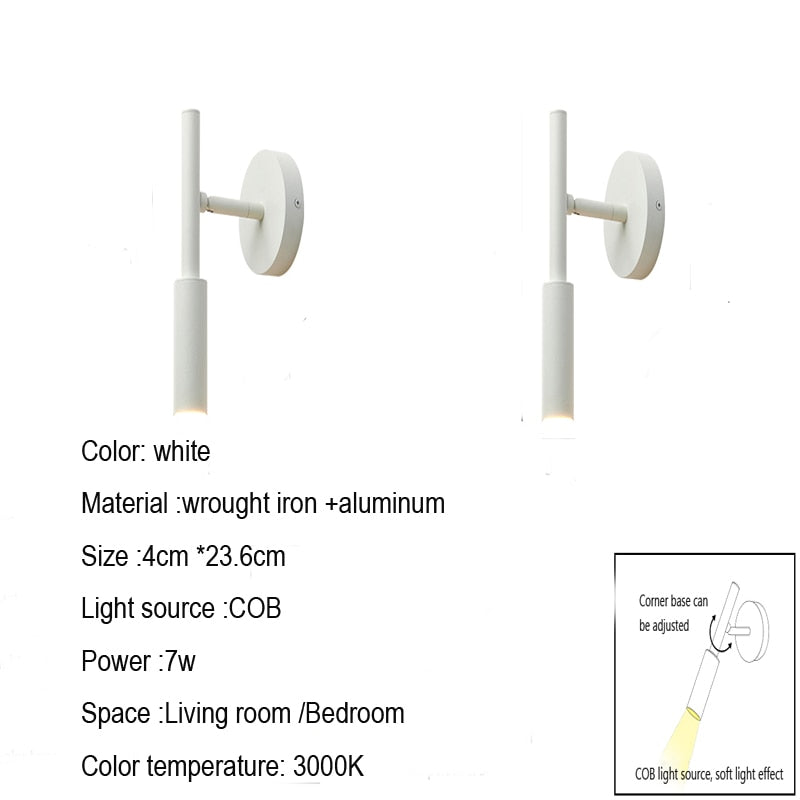 Minimalist LED Wall Lamp Reading Light For Bedroom Hotel Night Book Lamp Adjustable Rotaion Wall Light 5W Led  Spotlight