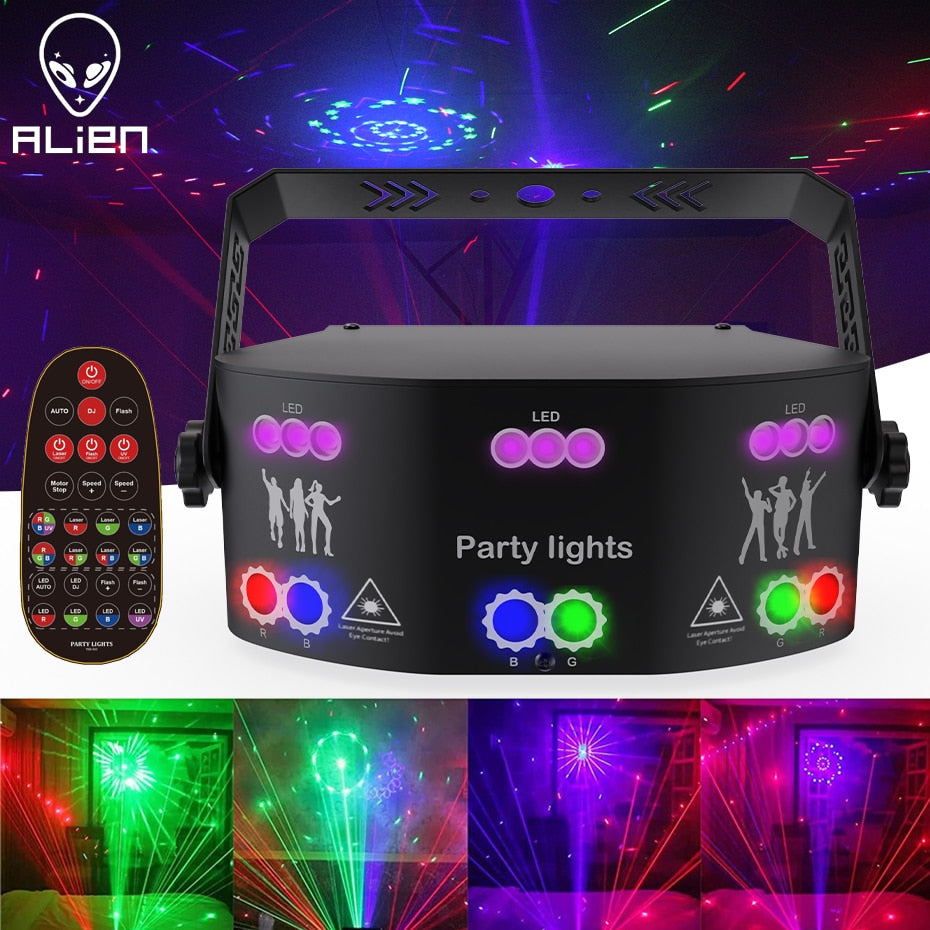 15 EYE RGB Disco DJ Beam Laser Light Projector DMX Remote Strobe Stage Lighting Effect Xmas Party Holiday Halloween Lights