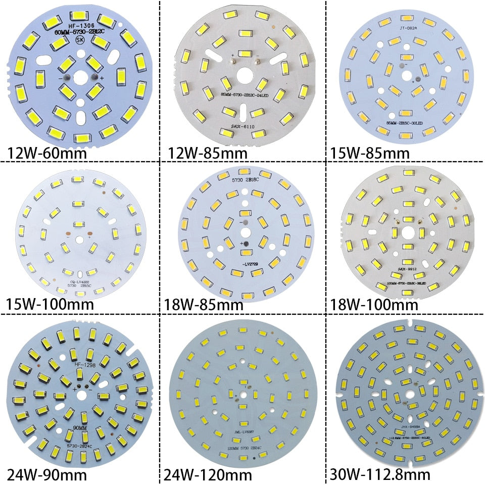 LED SMD Chip 3W 5W 7W 9W 12W 15W 18W 24W 30W 36W Brightness Light Board For LED Bulb Light downlight Ceiling PCB With LED