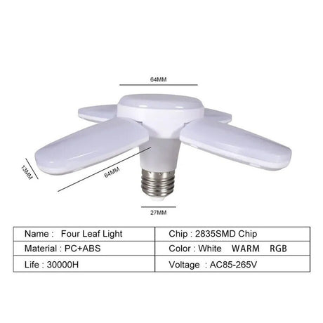 E27 AC220V LED 28W Bulb Fan Blade Timing Lamp Foldable Led Light Bulb Lampada Night Lights For Home Ceiling Light Lighting