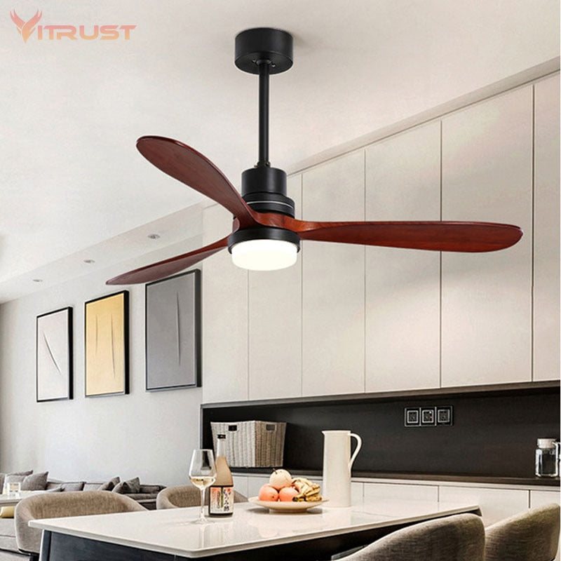 Classic Oirgal Wooden Ceiling fan Reversiable DC Motor Ceiling fan suitable for Winter and Summer Support 110V-220V