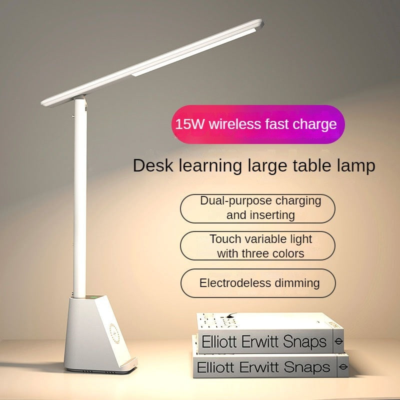 15W Wireless Quick-Charging Desk Light  Eye-Protecting LED Folding Plug-in Intelligent Desk Lamp For Work And Study Table Lamps