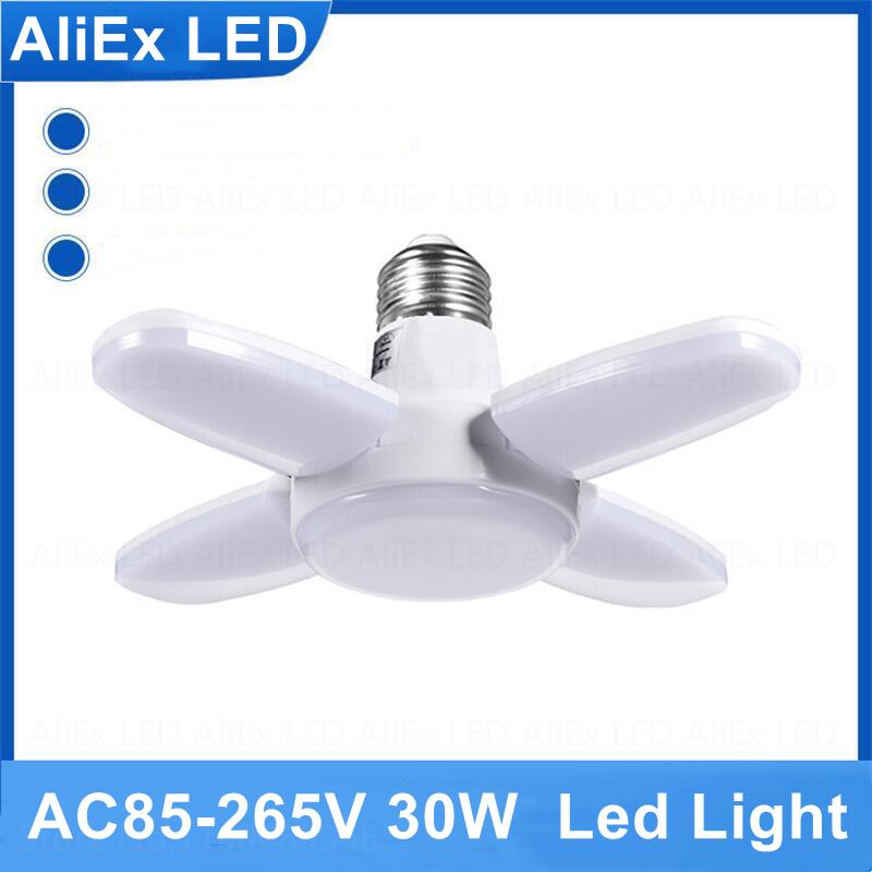 E27 LED Bulb Fan Blade Timing Lamp 220V 110V 28W 360°Foldable Led Industrial Light Bulb Lamp For Home Ceiling Light Garage Light