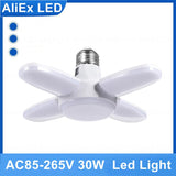 E27 LED Bulb Fan Blade Timing Lamp 220V 110V 28W 360°Foldable Led Industrial Light Bulb Lamp For Home Ceiling Light Garage Light